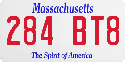 MA license plate 284BT8