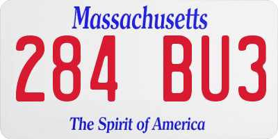 MA license plate 284BU3