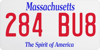 MA license plate 284BU8