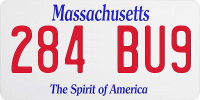 MA license plate 284BU9