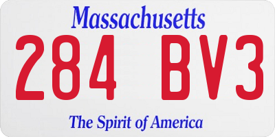 MA license plate 284BV3