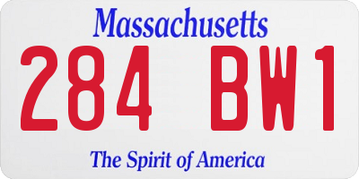 MA license plate 284BW1