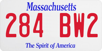 MA license plate 284BW2
