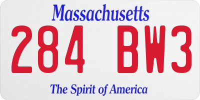 MA license plate 284BW3