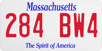 MA license plate 284BW4