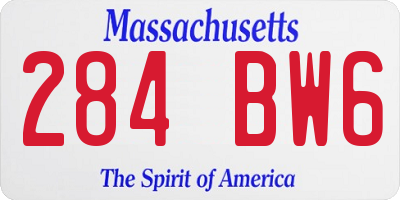 MA license plate 284BW6