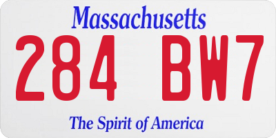MA license plate 284BW7