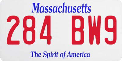 MA license plate 284BW9