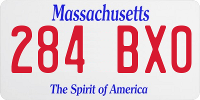 MA license plate 284BX0
