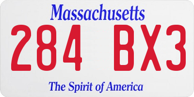 MA license plate 284BX3