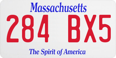 MA license plate 284BX5