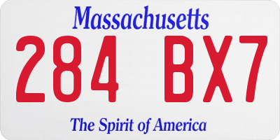 MA license plate 284BX7