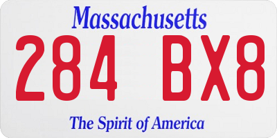MA license plate 284BX8