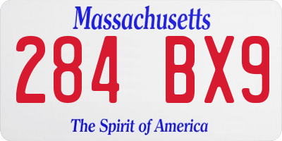 MA license plate 284BX9