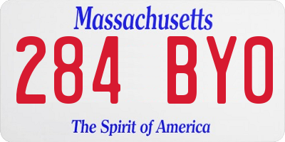 MA license plate 284BY0