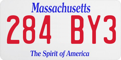 MA license plate 284BY3