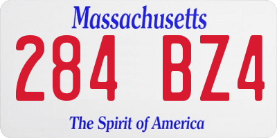 MA license plate 284BZ4