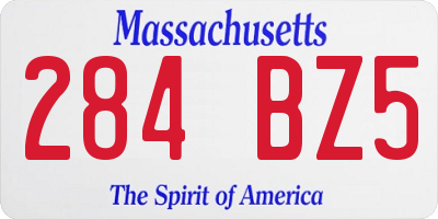 MA license plate 284BZ5