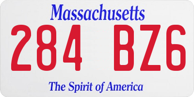 MA license plate 284BZ6