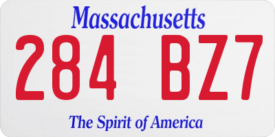 MA license plate 284BZ7