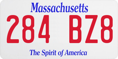 MA license plate 284BZ8