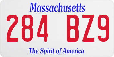 MA license plate 284BZ9