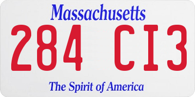 MA license plate 284CI3