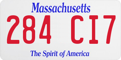 MA license plate 284CI7