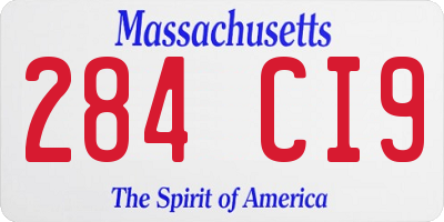 MA license plate 284CI9