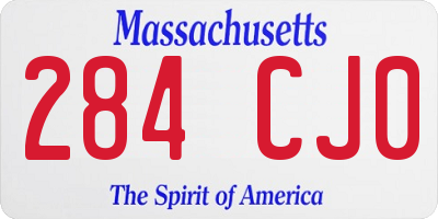 MA license plate 284CJ0