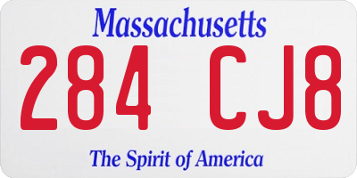 MA license plate 284CJ8