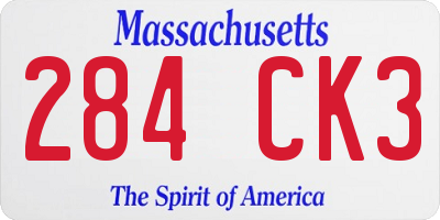 MA license plate 284CK3