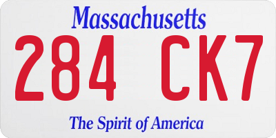 MA license plate 284CK7