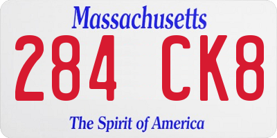 MA license plate 284CK8