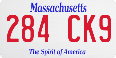 MA license plate 284CK9