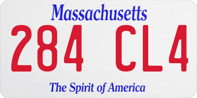 MA license plate 284CL4