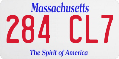 MA license plate 284CL7