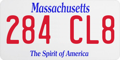 MA license plate 284CL8