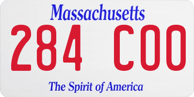 MA license plate 284CO0