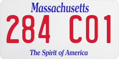 MA license plate 284CO1