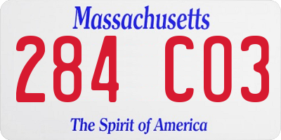 MA license plate 284CO3