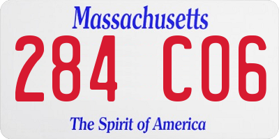 MA license plate 284CO6