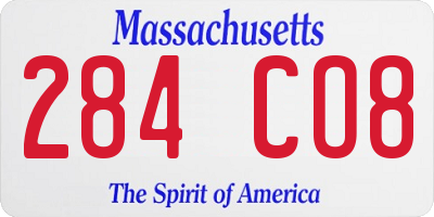 MA license plate 284CO8
