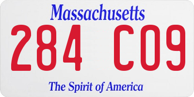 MA license plate 284CO9