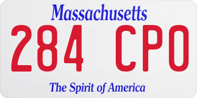 MA license plate 284CP0