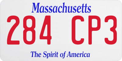 MA license plate 284CP3