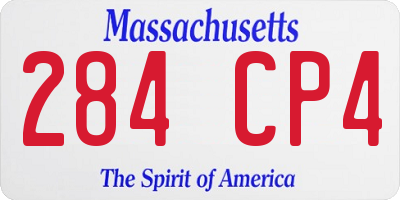 MA license plate 284CP4