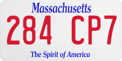 MA license plate 284CP7