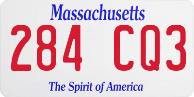 MA license plate 284CQ3