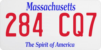 MA license plate 284CQ7